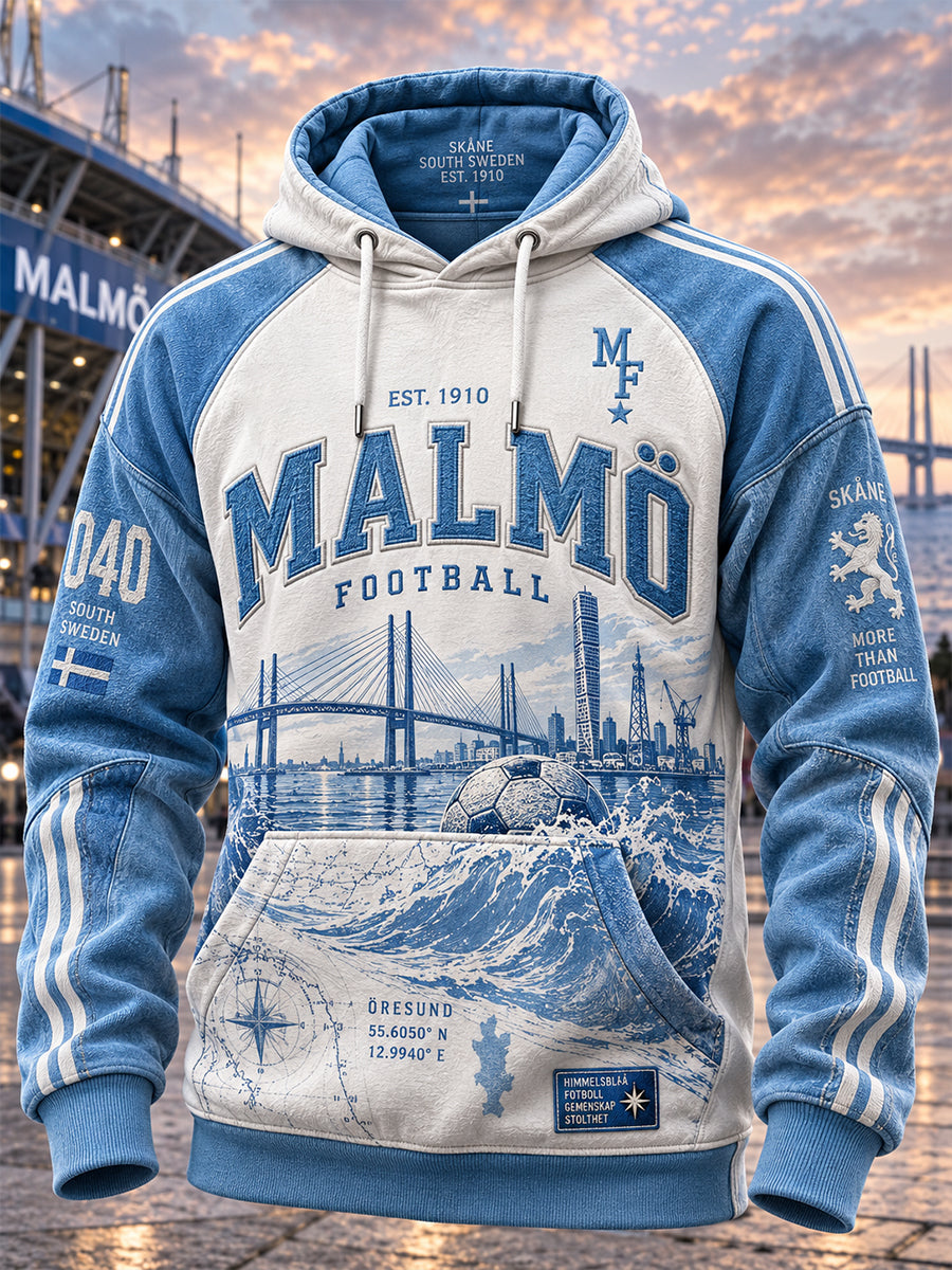 Herrlig Malmö FF-huvtröja med överdimensionerade fallande axlar och fickor