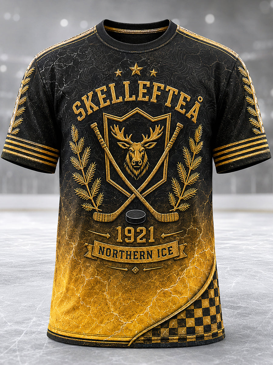 Herrskjorta med tryckt vintagemode från Skellefteå AIK, löst sittande kortärmad t-shirt