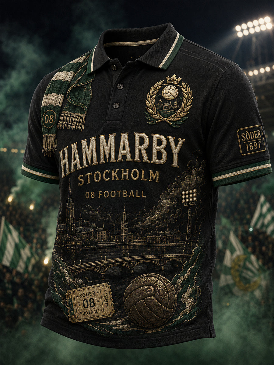 Herrarnas svenska fotbollströja för Hammarby-supportrar med korta ärmarna