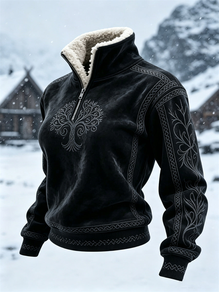 Kvinders vintage viking Livets Træ keltisk knude pelskrave top