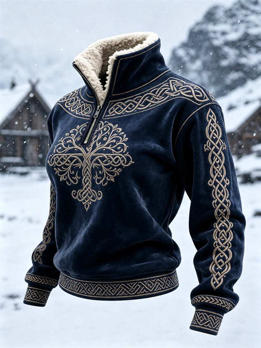 Kvinders Vintage Viking træ af livet Celtic Knot Fur krave øverst