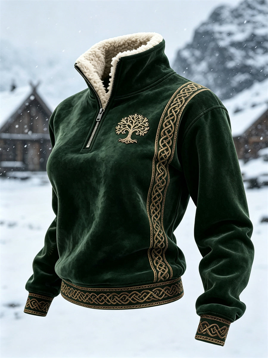 Kvinders vintage viking Livets Træ keltisk knude pelskrave top