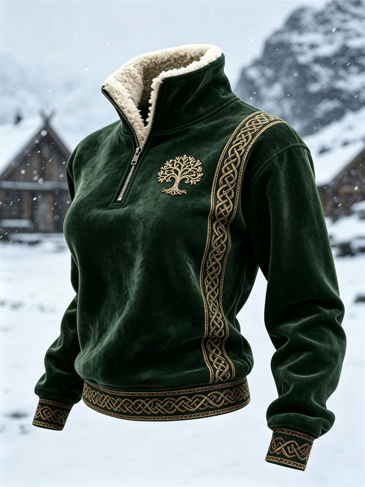 Kvinders vintage viking Livets Træ keltisk knude pelskrave top