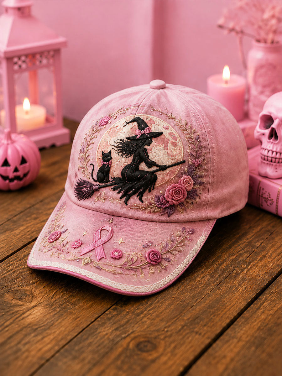 Brystkræftbevidstheds-halloweenhat i heksestil – afslappet unisex-hat