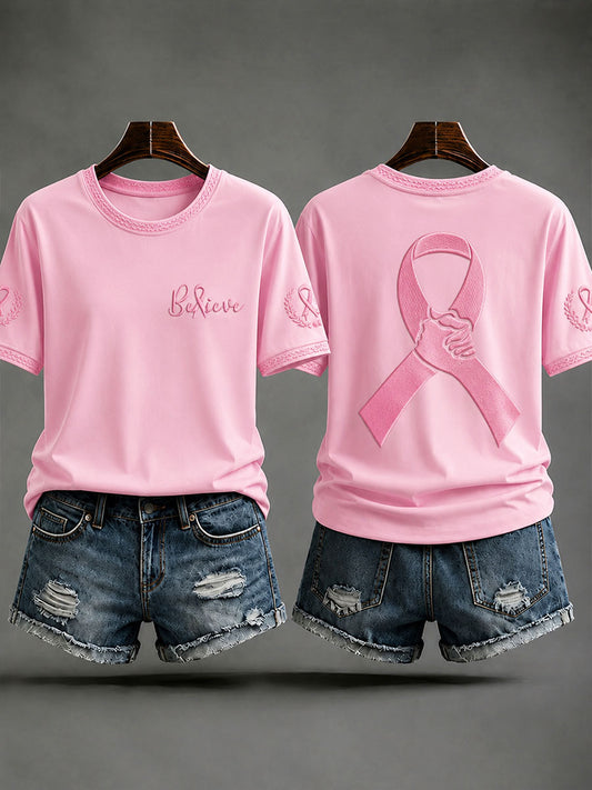 Kvinders "Troieve"Breast kræft forebyggelse og bevidsthed Casual T-shirt