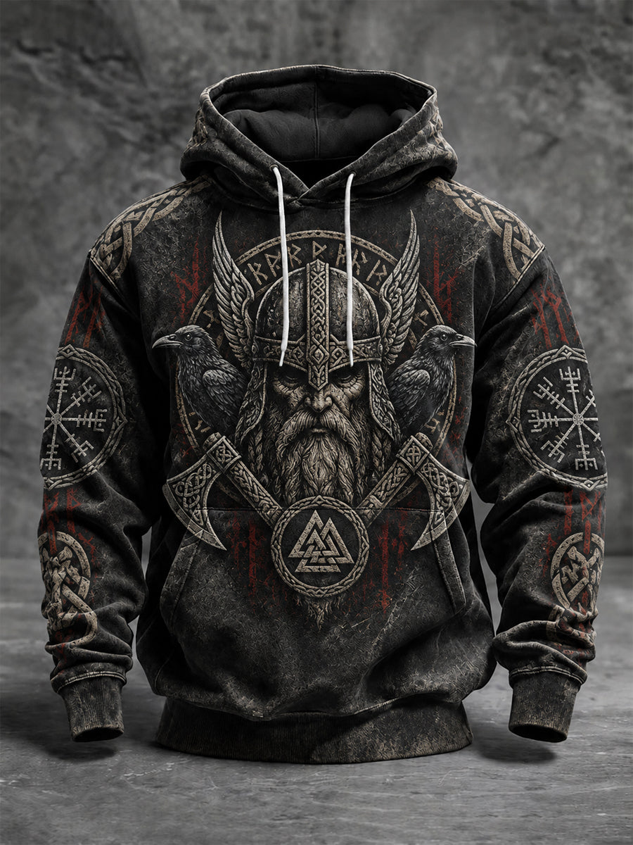 Mænds vikinge overdimensioneret drop-Shoulder Hoodie med lommer