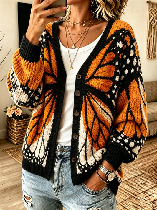 Kvindernes fald Monarch sommerfugl inspireret Print hyggelig Cardigan