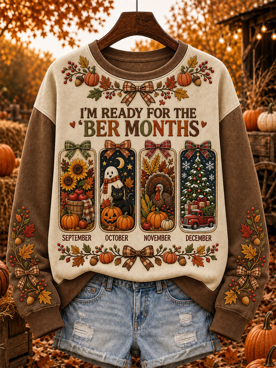 Kvinders efterår og vinter tema mønster design afslappet sweatshirt