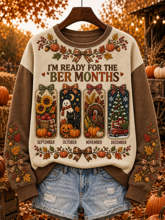 Kvinders efterår og vinter tema mønster design afslappet sweatshirt
