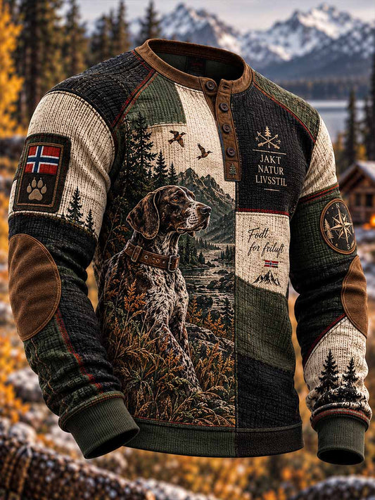 Herrers norske jaktmønstertrykte sweatshirt for utendørsbruk