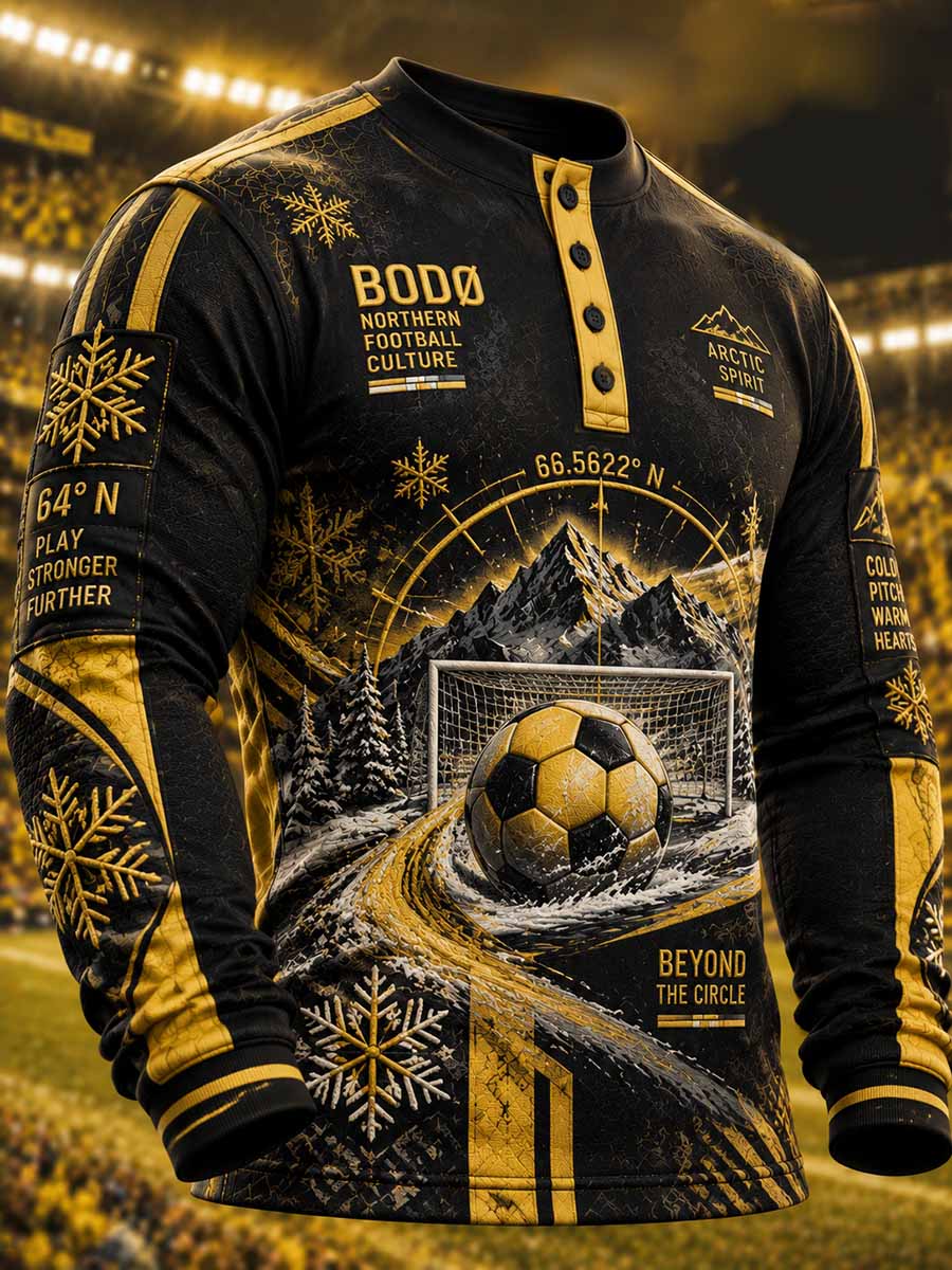 Menns Bodø Glimt, lagmønster, skriv ut lange ermer T-shirt