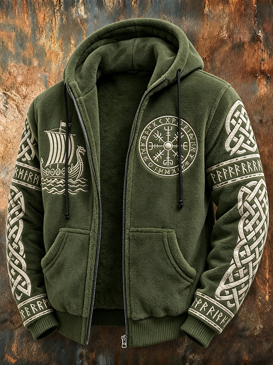 Mænds Vintage Viking Celtic Knob udskrive fuld zip flannel Hoodie Flannel