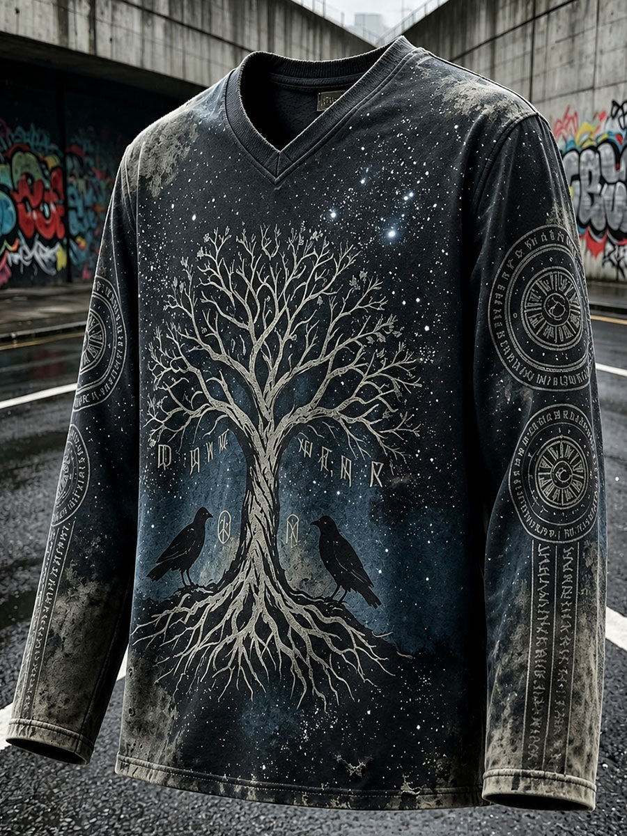 Mænds vaffelstrukturet langærmet t-shirt