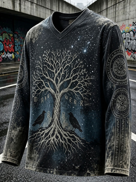 Mænds vaffelstrukturet langærmet t-shirt