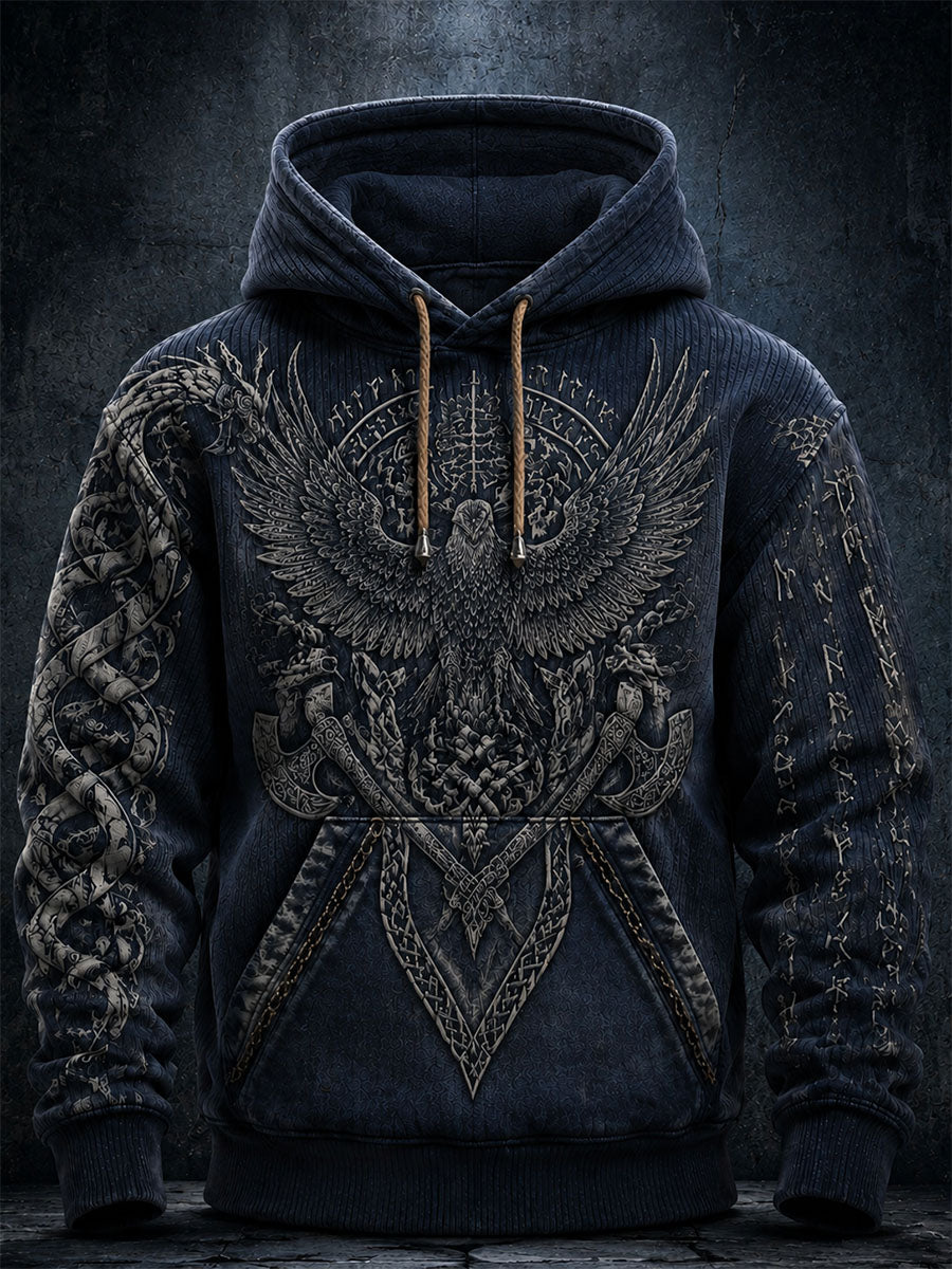 Mænds Western Retro Print Casual Fur krave Zip-up Hoodie Zip-up