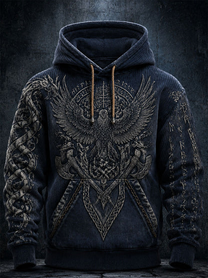 Mænds Western Retro Print Casual Fur krave Zip-up Hoodie Zip-up
