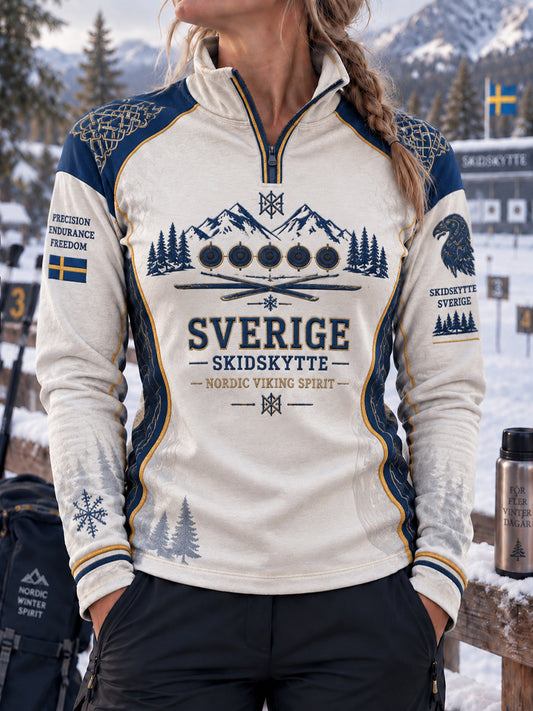 Kvinnors Sverige Skidskytte Heritage Winter Sweatshirt