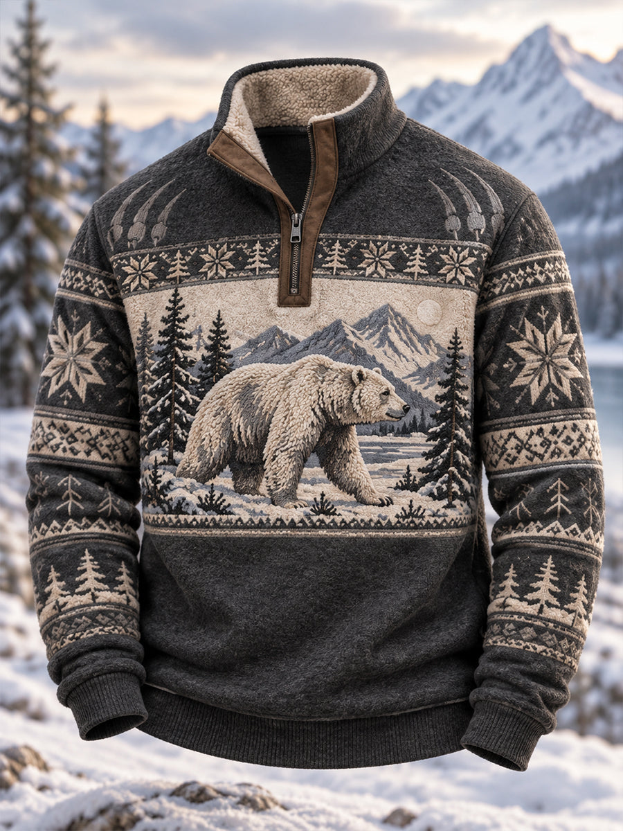 Mænds Nordic Forest Dyr Lang ærme T-shirt
