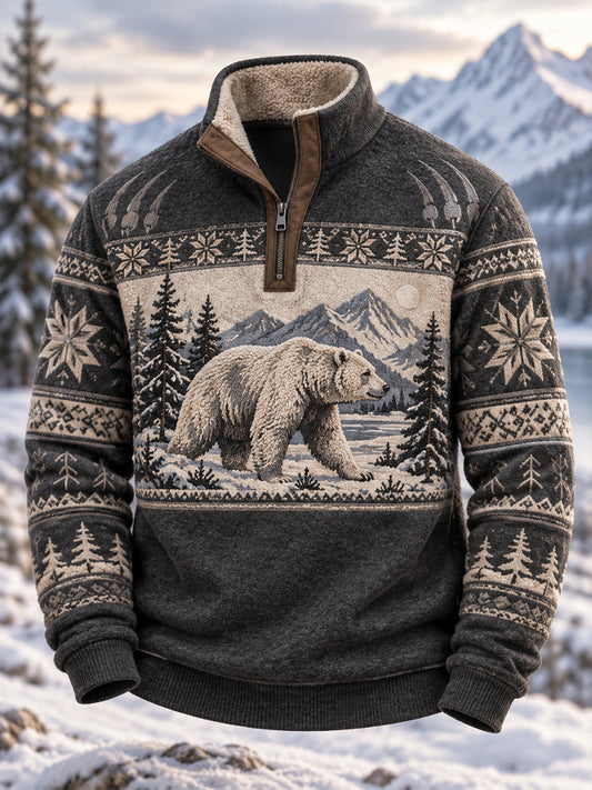 Mænds Nordic Forest Dyr Lang ærme T-shirt