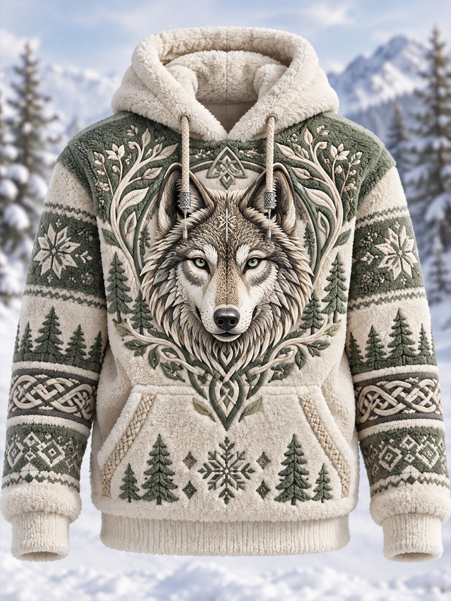 Mænds Nordic Forest Dyr Overdimensioneret Hoodie med lommer