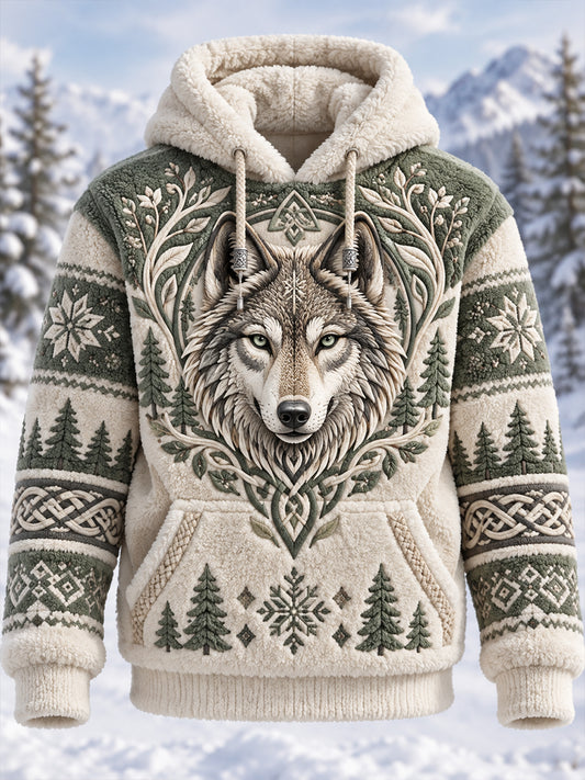 Mænds Nordic Forest Dyr Overdimensioneret Hoodie med lommer
