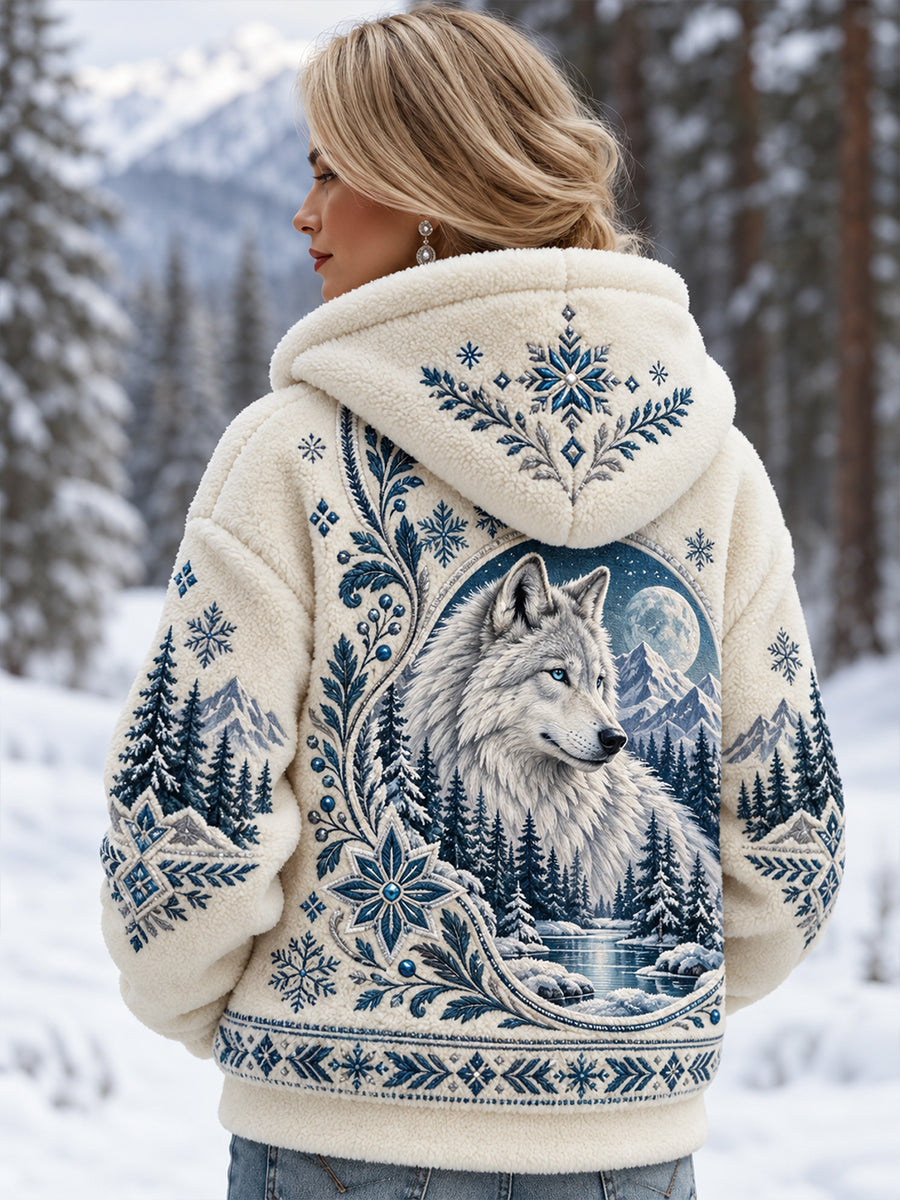 Kvinders nordiske Skovdyr Flannel Hoodie Flannel