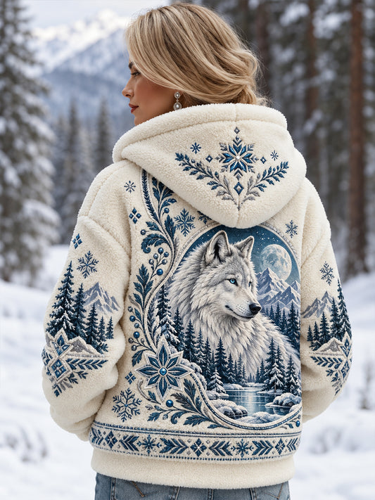 Kvinders nordiske Skovdyr Flannel Hoodie Flannel