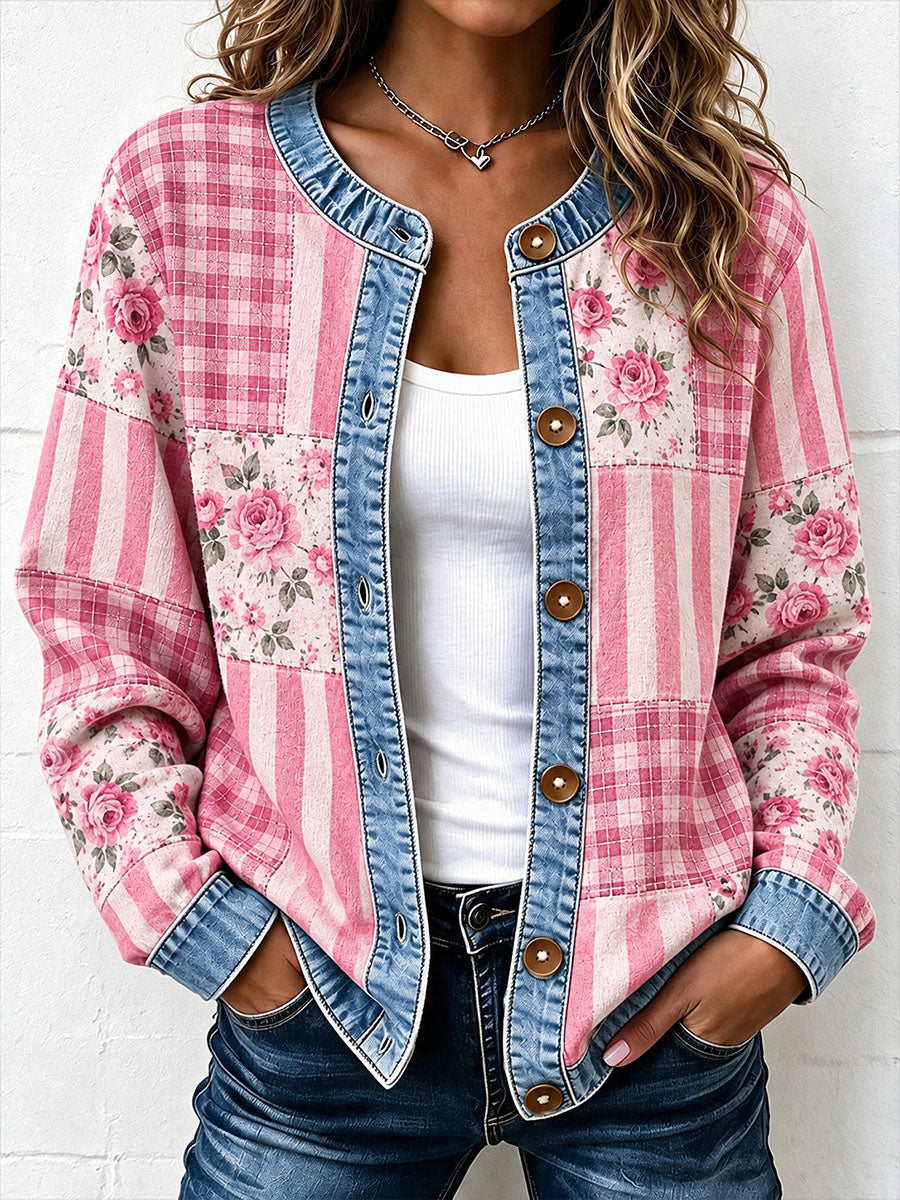 Kvinders patchwork kunst cardigan