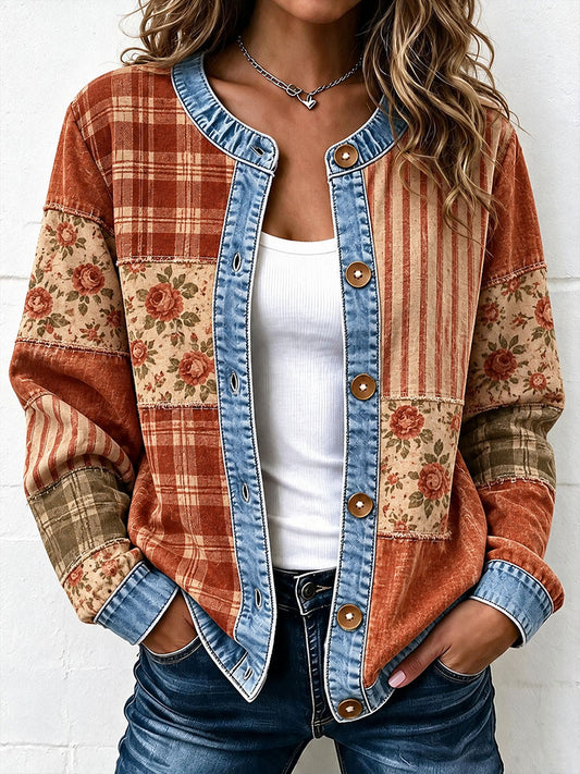 Kvinders patchwork kunst cardigan