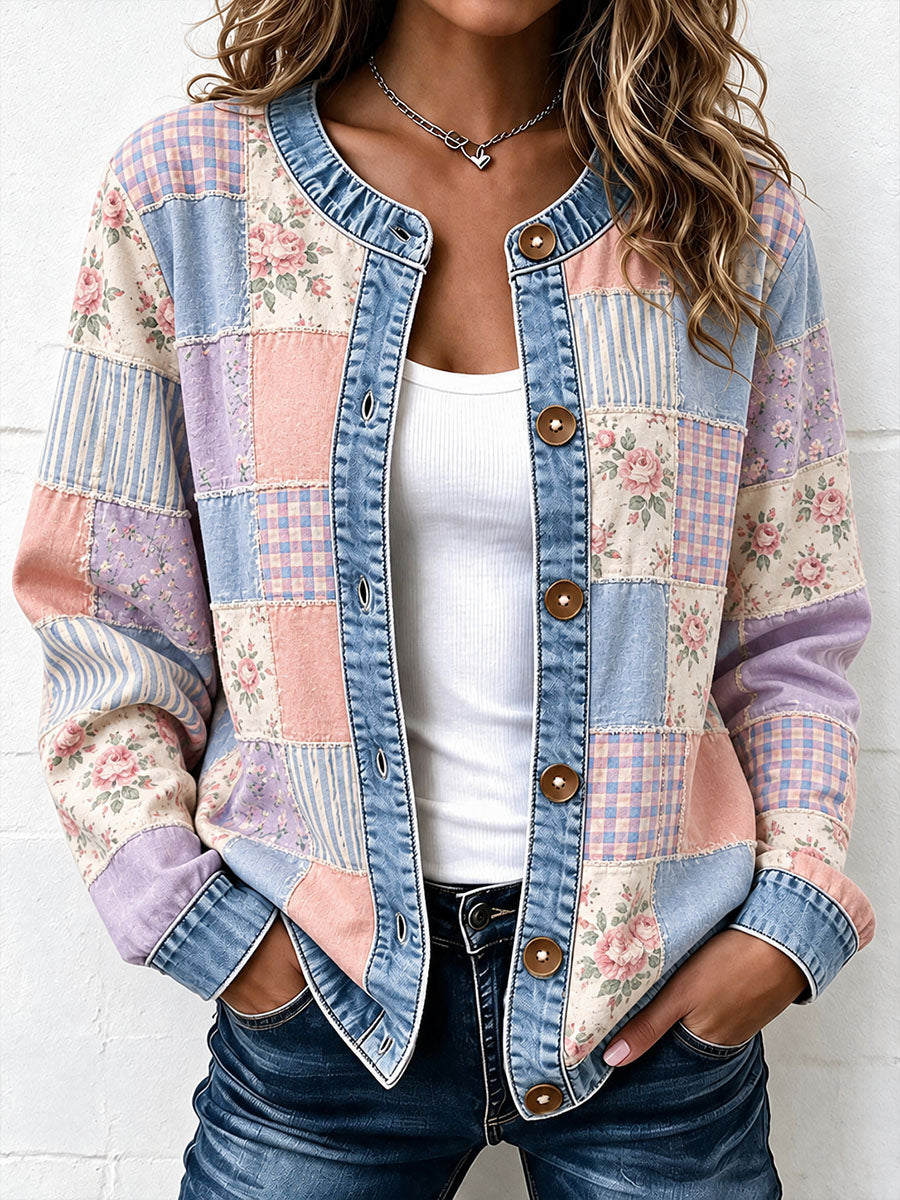 Kvinders patchwork kunst cardigan