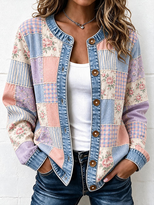 Kvinders patchwork kunst cardigan