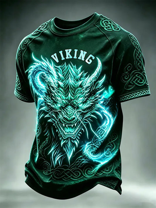 Mænds Viking Printed Casual korte ærmer t-shirt