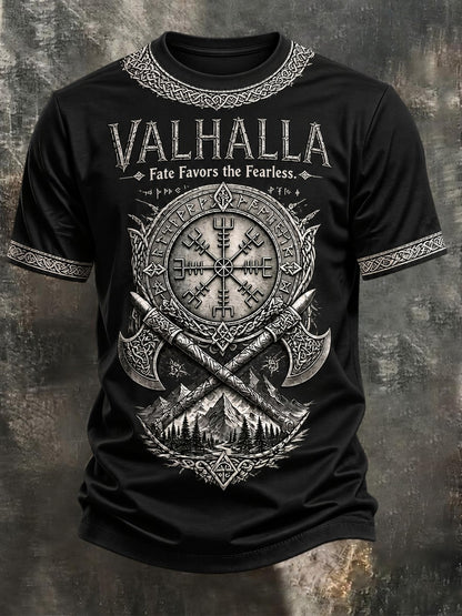 Mænds vikingetrykt t-shirt