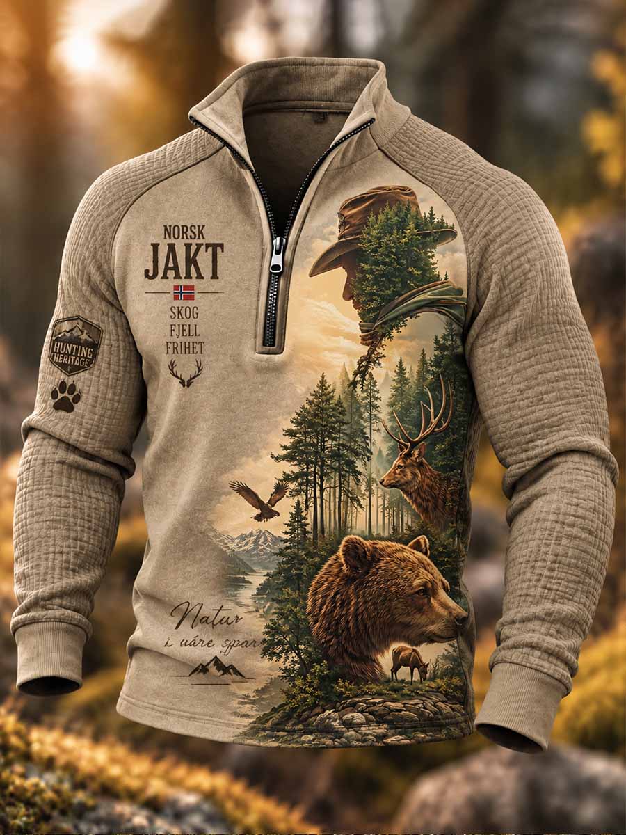 Mænds Vintage Traditionel Jagt Mønster Trykket Sweatshirt