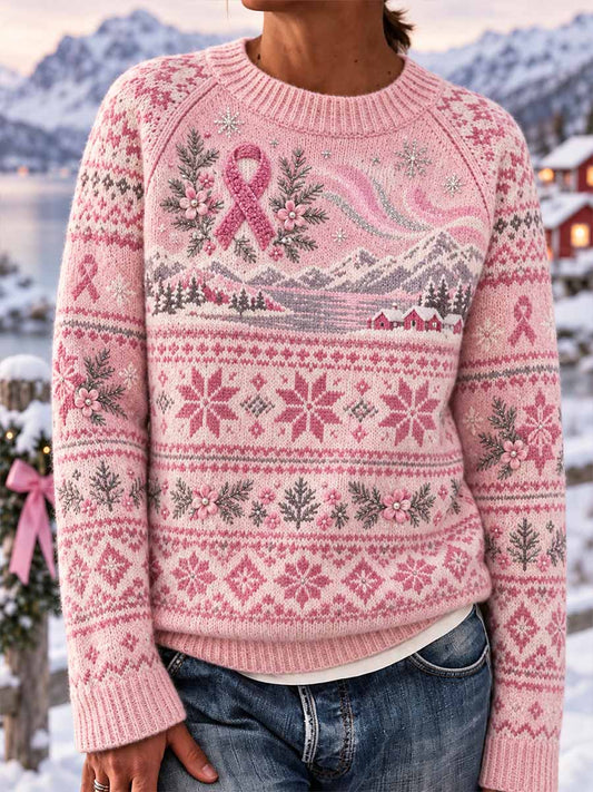 Kvinders vinter Brystkræft Bevidsthed Grafisk tryk Sweater Grafisk tryk