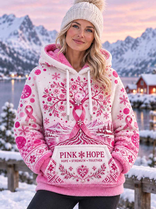 Kvinder Norge brystkræft opmærksomhed Mønster trykt sweatshirt