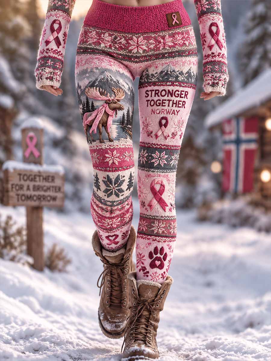 Kvinders norske Brystkræft Bevidsthed Mønster Trykte Leggings