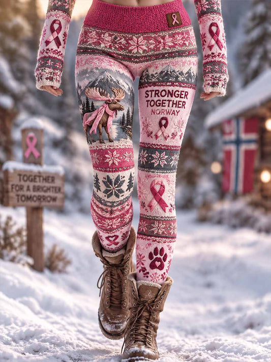 Kvinders norske Brystkræft Bevidsthed Mønster Trykte Leggings