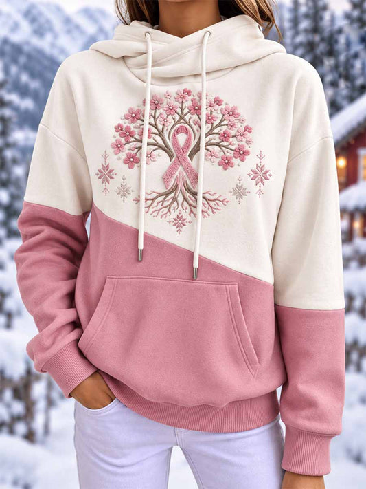 Kvinder Vinter Bryst kræft opmærksomhed Mønster trykket Sweatshirt