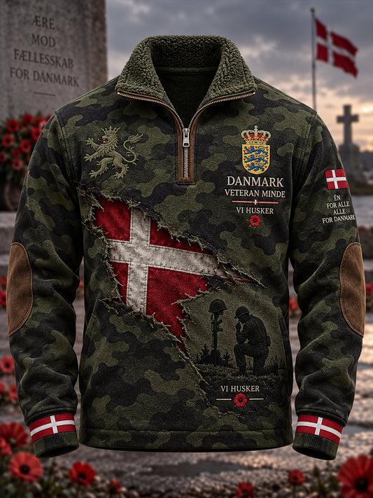 Mænds langærme Mock-hals Sweatshirt med veteran-tema camouflage Minde Print