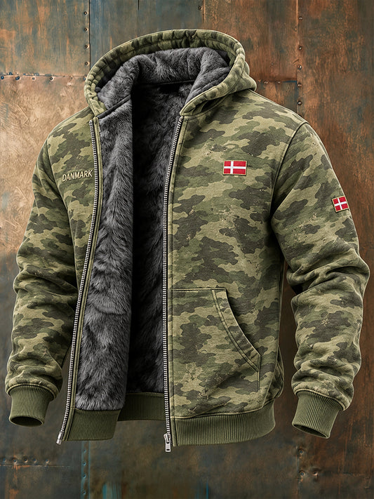 Mænds langærme camouflage Hoodie med minde veteran-tema print
