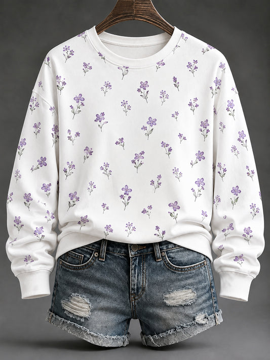 Kvinders lilla Flora Art Print Sweatshirt