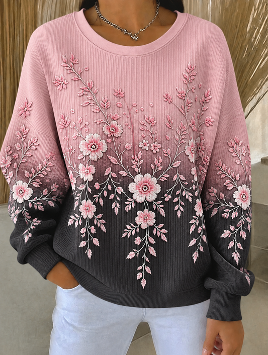 Kvinders brystkræft Ribbed rund hals sweatshirt