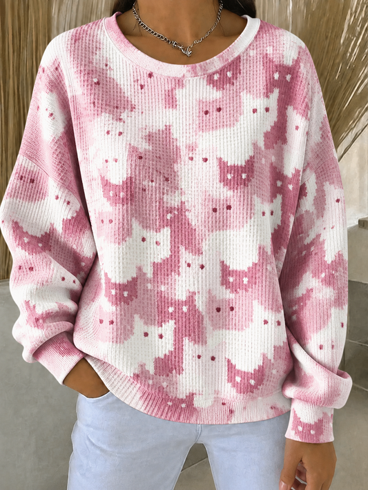 Kvinders brystkræft ribbet rundhals-sweatshirt