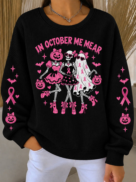 Dame-sweatshirt med tryk af brystkræft