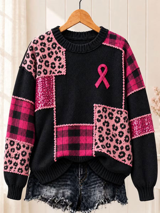 Kvinders brystkræft Pink Ribbon besætning hals sweeer