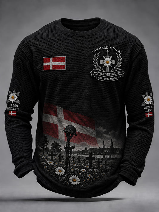 Mænds Veteran Memorial Grafisk Vaffel-Strnit langærme øverst