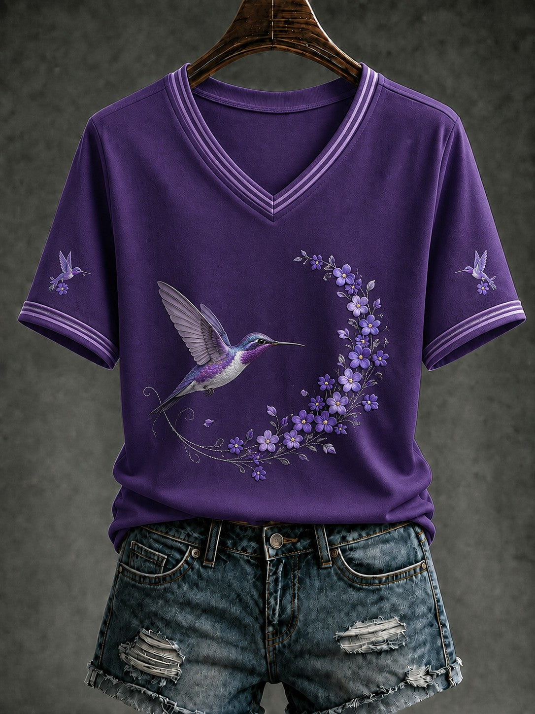 Kvinder Alzheimers sygdom Blomster Printed V-hals T-shirt