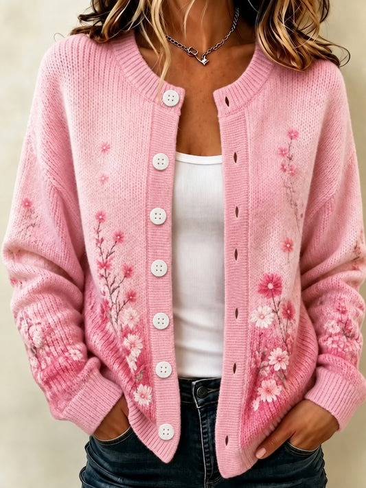 Kvinders brystkræft opmærksomhed Support Pink Blomster Cardigan