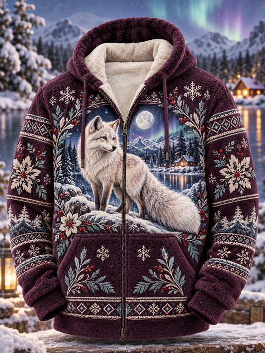 Mænds Nordic Forest Animal Print Hætte jakke